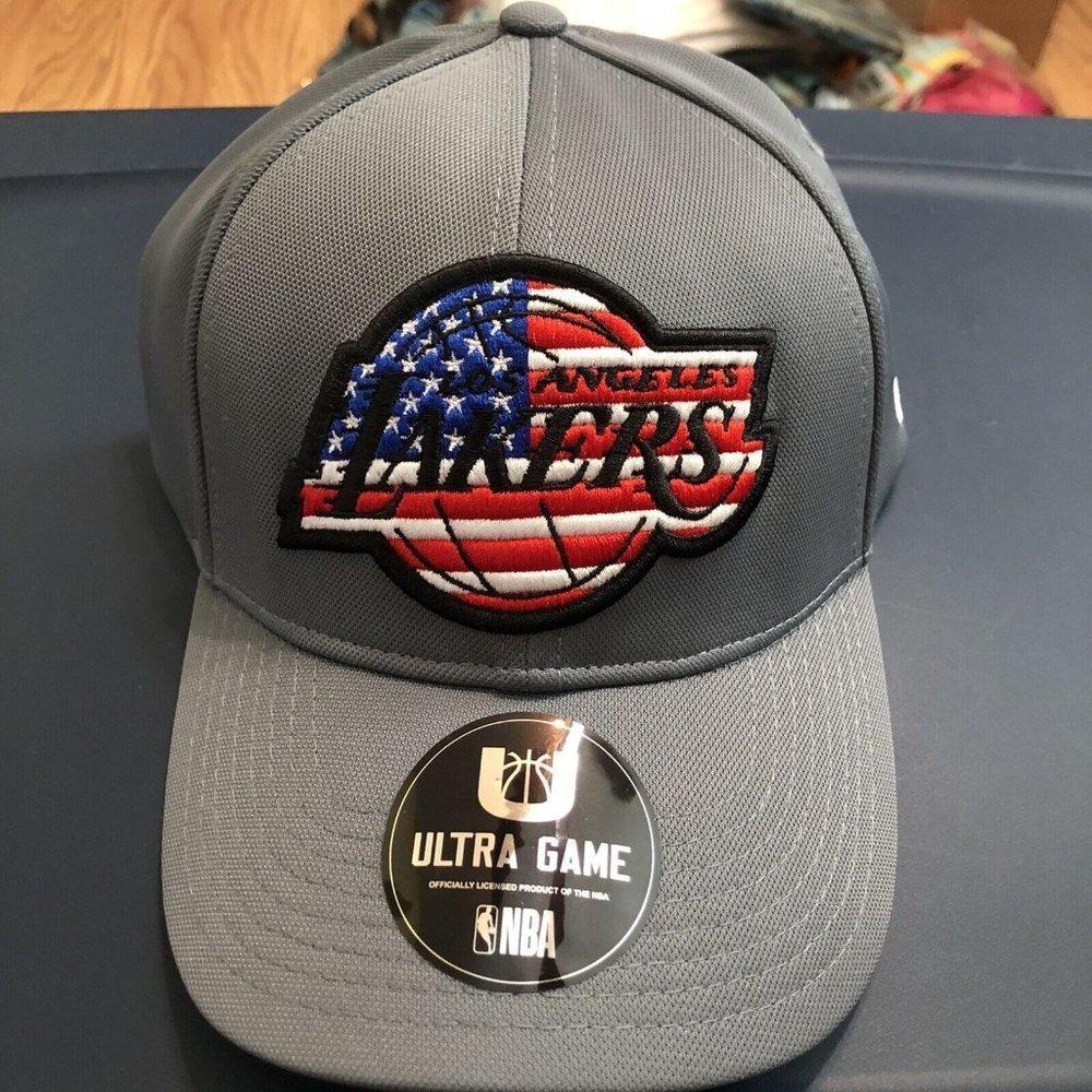 NBA Los Angeles Lakers Hat OSFA | Gray | American Flag Logo USA Ultra Game